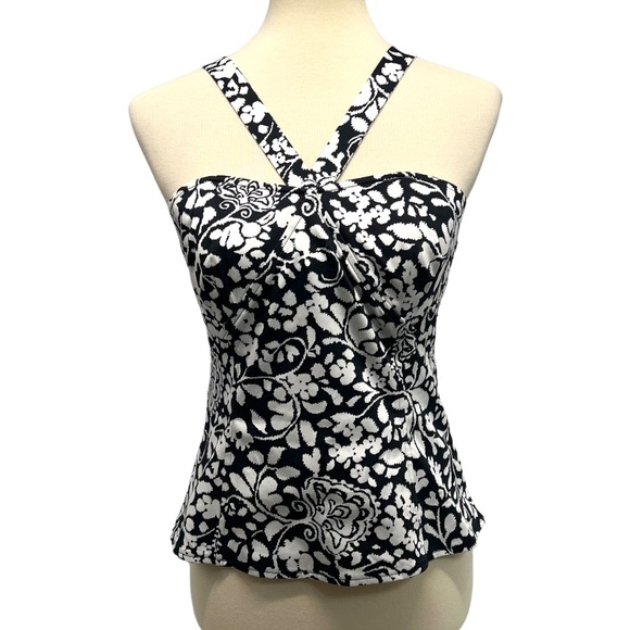 White House Black Market Tops - White House Black Market Floral Corset V Strap Top